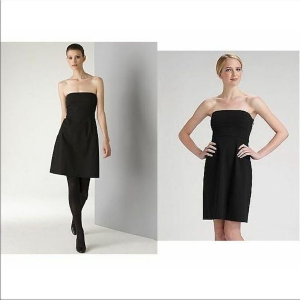 Theory Hallenie Strapless Black Mini Dress Sz 2